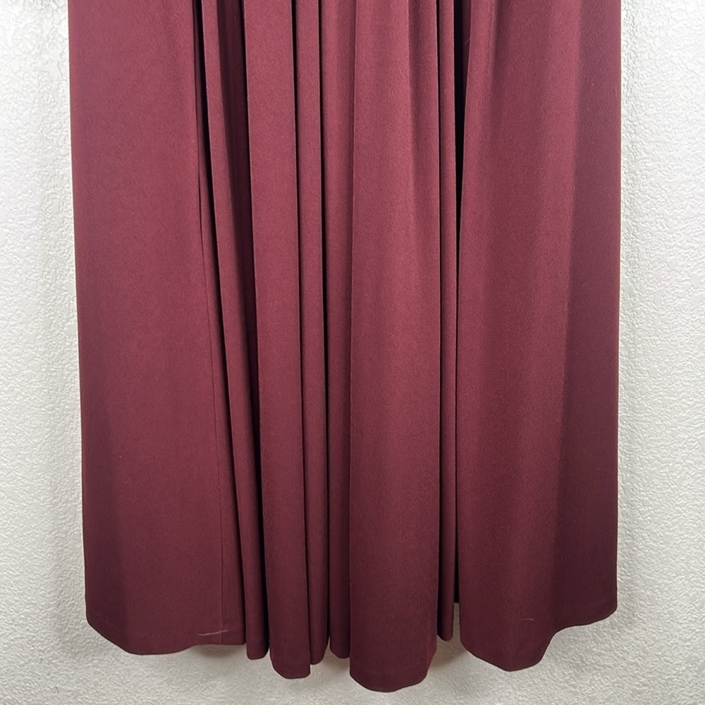 Jones New York Burgundy V-Neck Special Occasion Gathered Waist Maxi Dress Size 4 - Picture 3 of 7